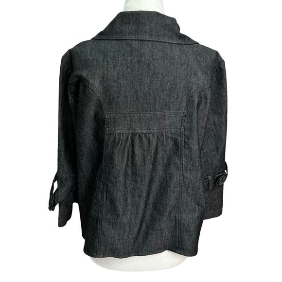 SANDRO Black Cotton Denim Cropped Burron Front Jacket Size M - Picture 4 of 9
